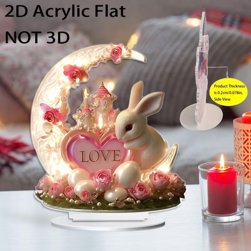 

Romantic Rabbit Moon & Heart Rose Desk Decoration - Exquisite Craftsmanship Unique Valentine s Day Home Gift