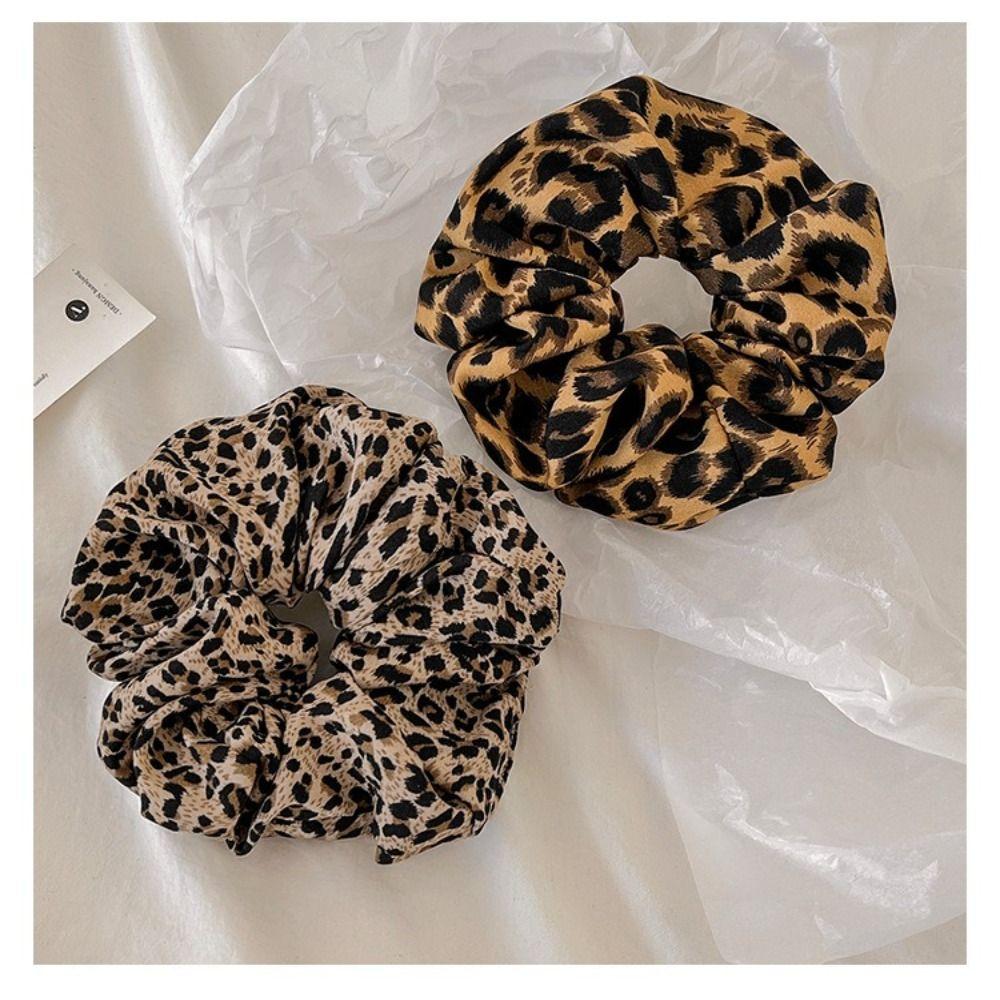 Vintage Leopard Print Scrunchies Fabric Hair Band Fashion Ponytail Holder Hair Accessories