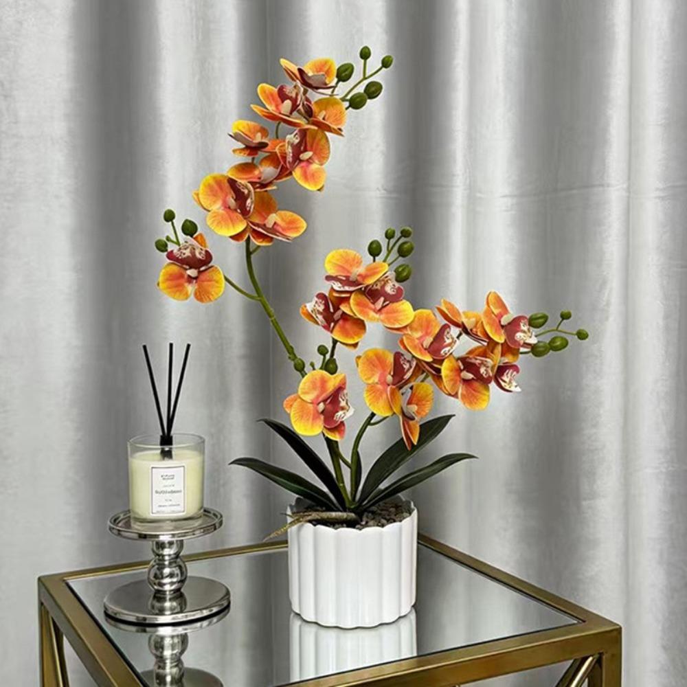 21 Blooms Simulation Bonsai Plastic Faux Moth Orchid Potted  Party Wedding Supplies жёлтый