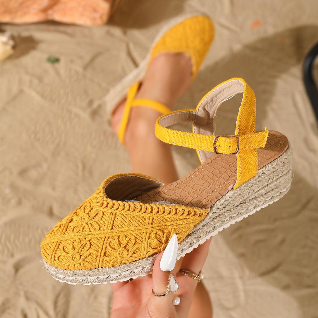 “2026 Women's Closed-Toe Hemp Rope Fisherman Sandals - Comfortable, Versatile, European & American Style”