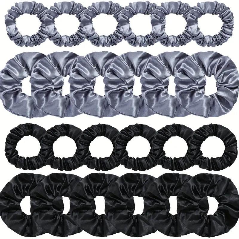 24-Piece Faux Silk Satin Scrunchie Set: Solid & Small High-Elastic Hair Accessories