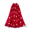 Qooth Vintage Large Polka Dot Pleated A-Line Maxi Skirt Elegant QT2893