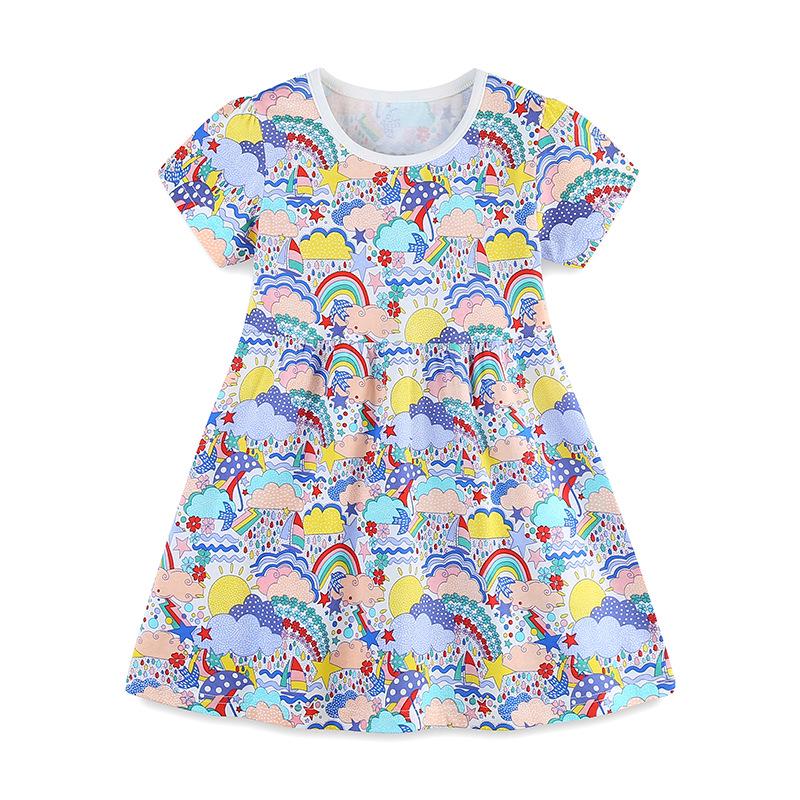 European American Style Cartoon Princess Cotton Dress for Girls