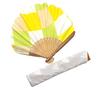 [Hanakanzashi] Women's Folding Fan Set with Fan Pouch - Stylish and Cute Business Fan with Gift Box (Yellow)