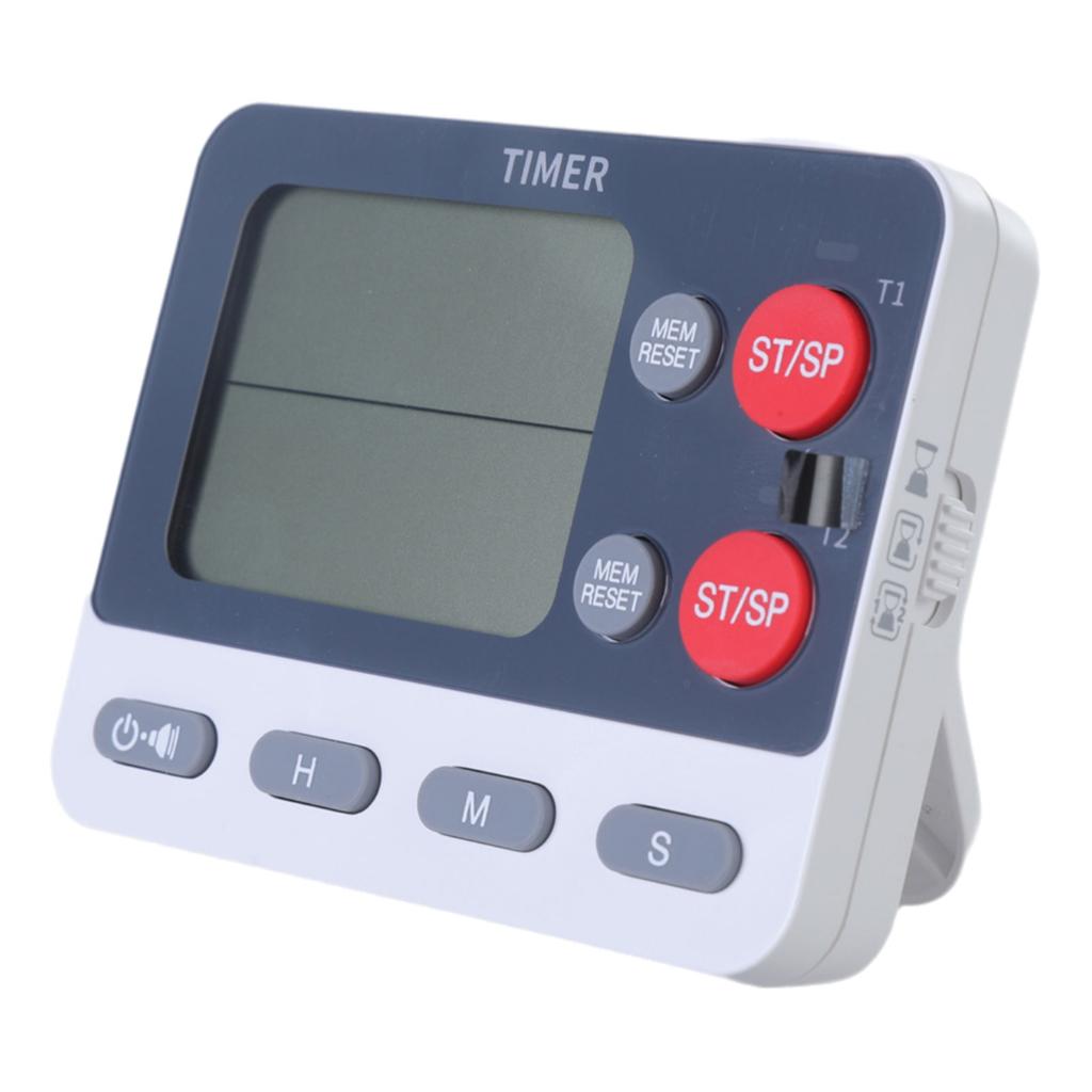 2 Channels Timer ABS with Magnetic Back Portable for Cooking Exercise and Classroom Activity for Countdown/Countup Use