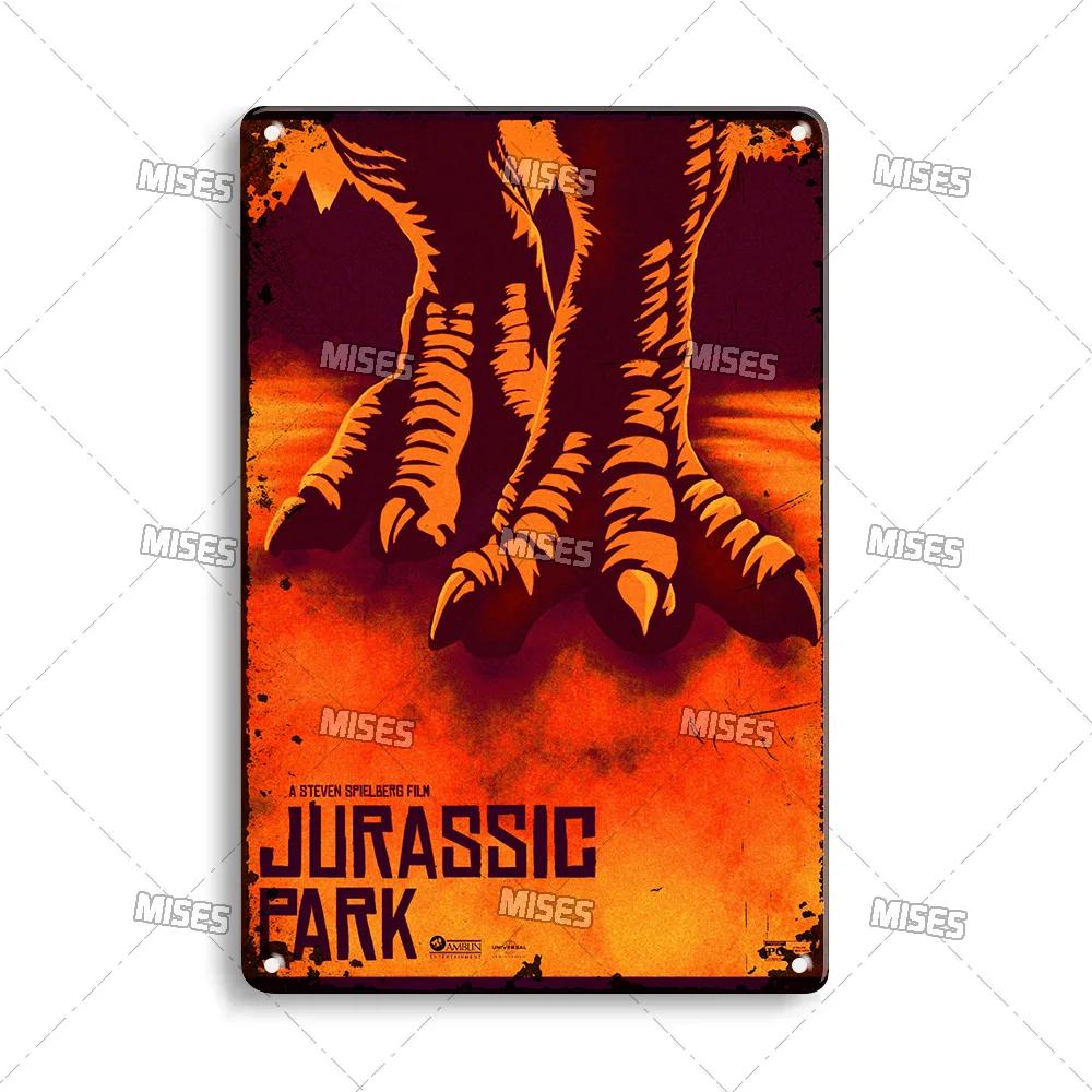 MISES Film Classico Jurassic Park Targa Metallica Pub Targa Metallica Giardino Vecchia Targa Murale Segno Metallico Arrugginito Decorazione Murale Poster Metallico