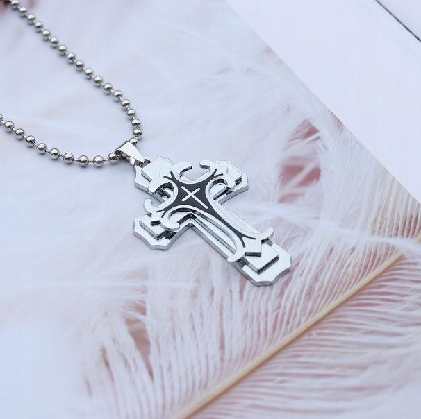 Necklace Pendant Steel Handchands Cross Silver 391