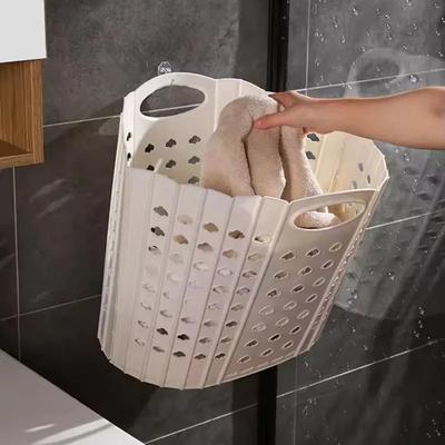 Foldable Laundry Basket Plastic Collapsible Hamper with Handles and Wall Mount for Bathroom Bedroom Space Saving Storage Bin