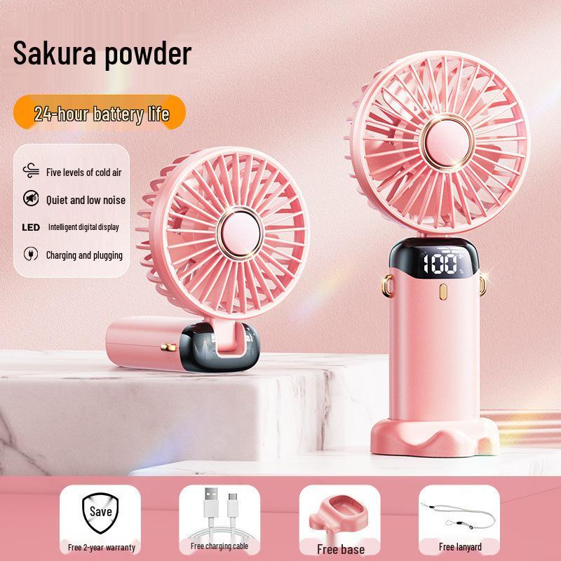 Compact Rechargeable Ultra-Quiet Handheld Fan - Portable Mini Desktop and Carry-On, White Handheld Portable Fan