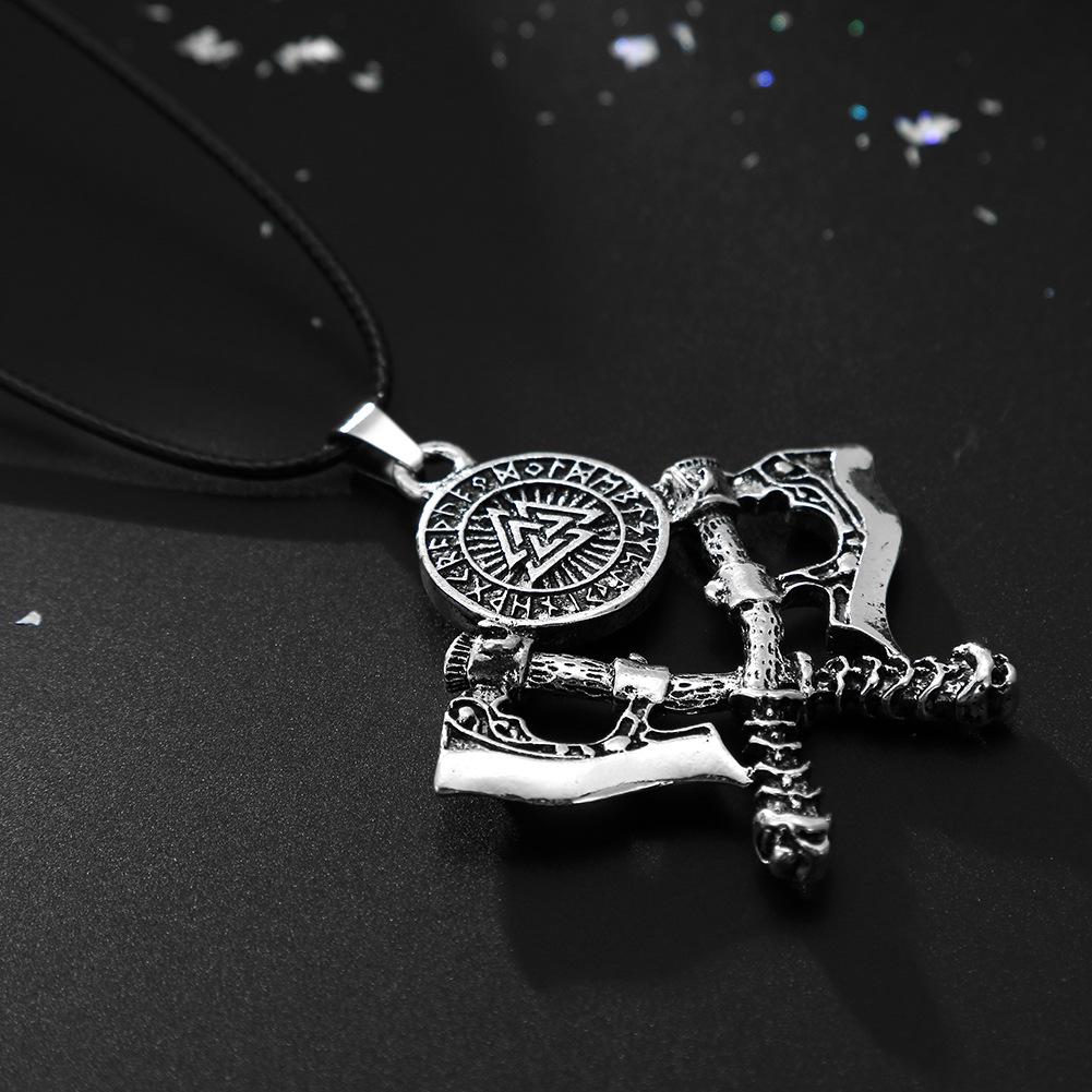 Nordic Viking Warrior Double Axe Pendant Men s Rune Necklace
