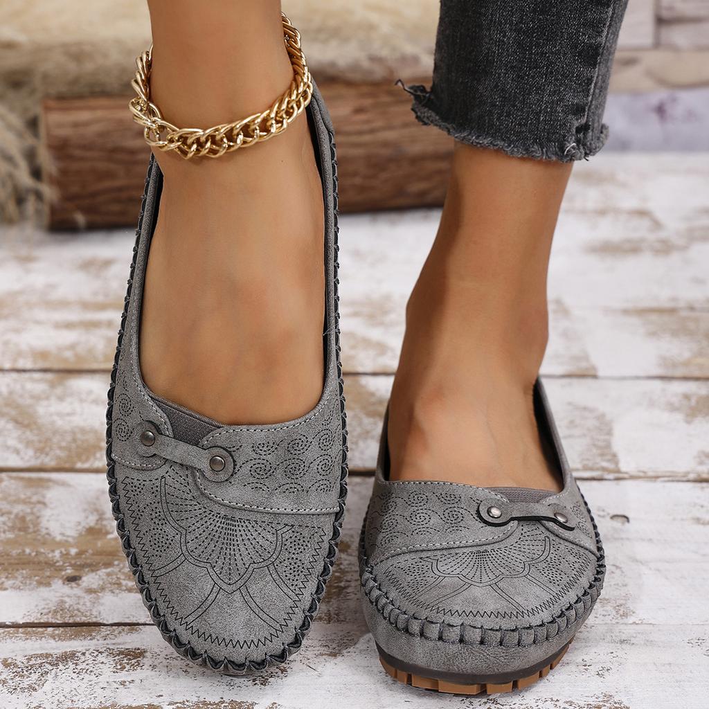 Women's Retro Flat Loafers With Stitching