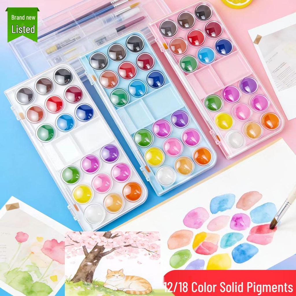 Children's Watercolor Paints Set: 12 or 18 Colors for Art, Doodling, and Sketching