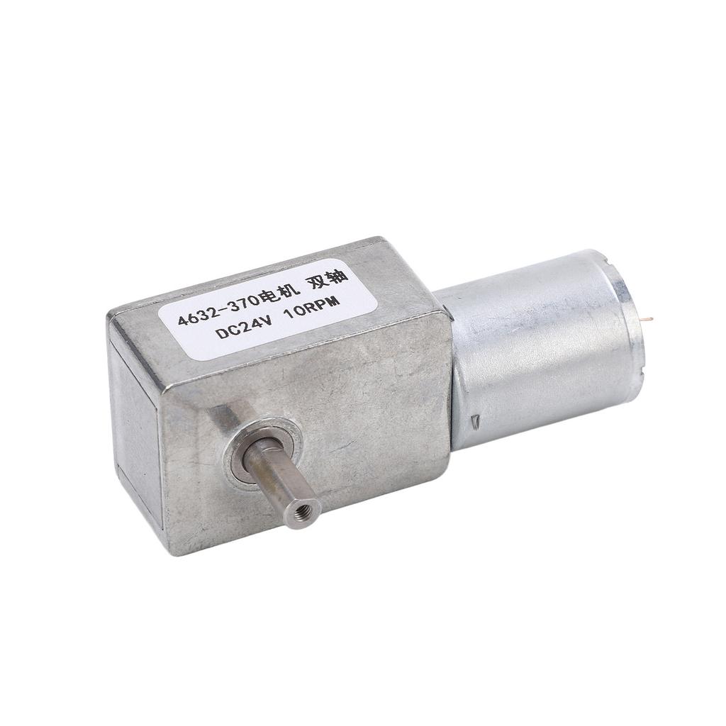 DC Worm Gear Motor 4632 370 Aluminum Brass Double Shaft Mini Turbine Worm Motor for Electric Fan DC24V 10RPM