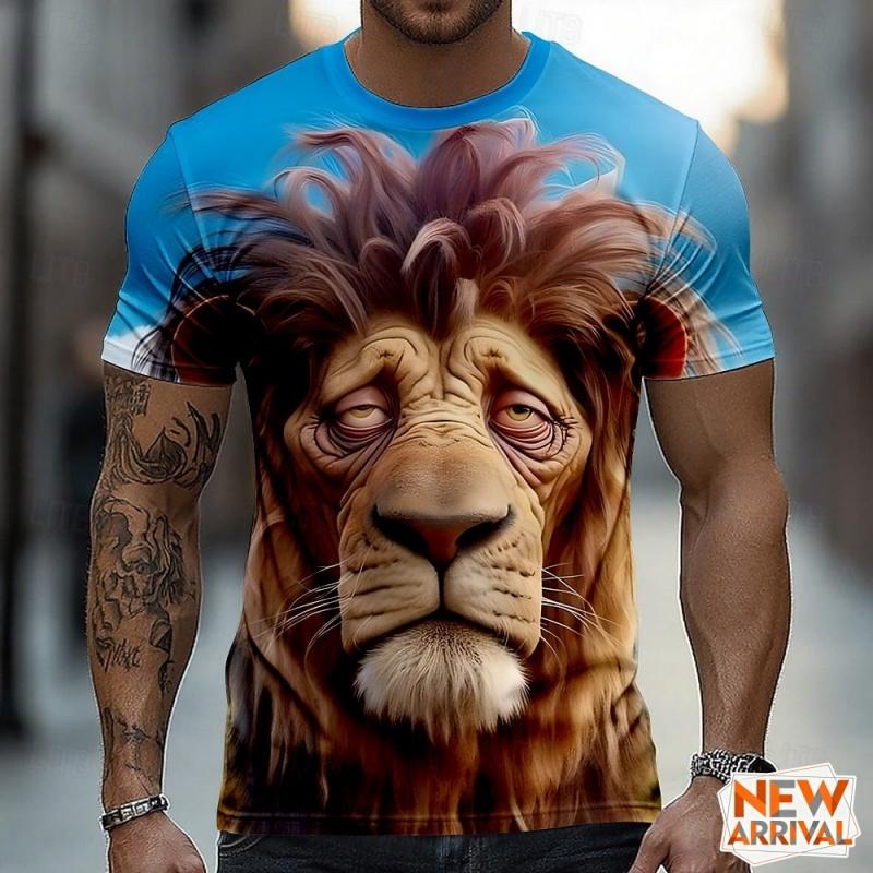 

Abstract Funny Lion Pattern T Shirt For Men Cartoon 3D Printed Tees Summer XXS