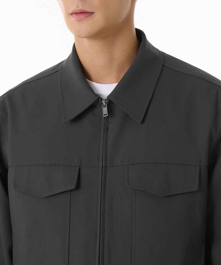 Musinsa Standard Whipcord Minimal Zip-Up Trucker Jacket [Gray]