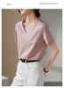 Fashionable V-neck short sleeved t-shirt for women in 2026 summer, loose and casual, versatile solid color top