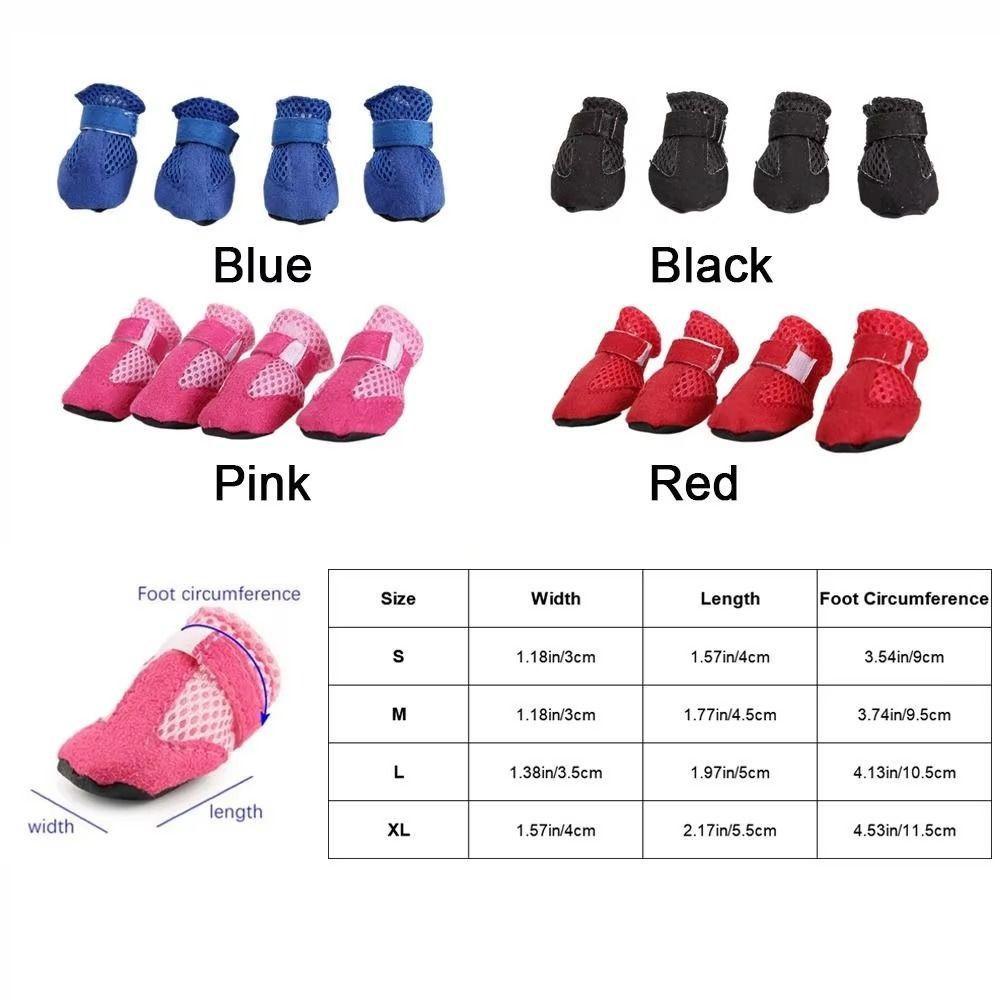 4pcs/set Soft-soled Dog Shoes Mesh Pet Sandals New Poodle Dog Shoes for Small Dogs Puppies