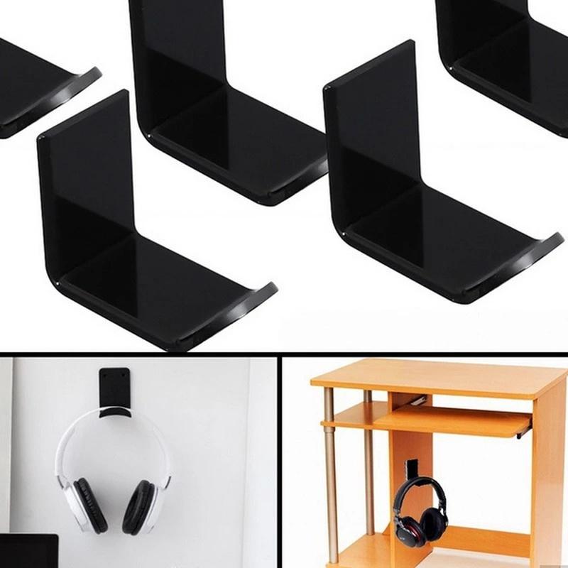 1/2Pc Acrylic Headphone Bracket Wall Mounted Headset Holder Hanger Under Desk Hook Earphone Sticky Display Stand