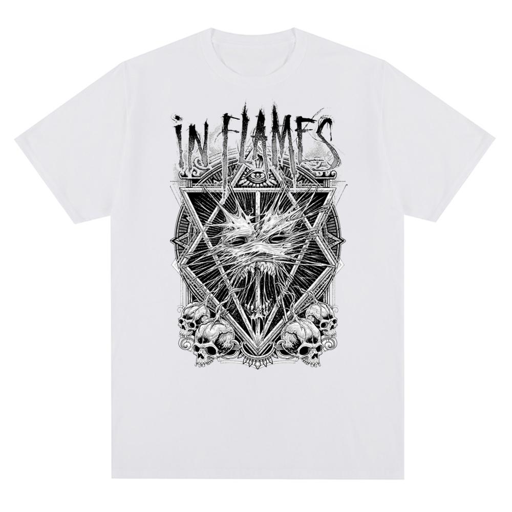 In Flames Metal Music Pattern Printed T-shirt Oversized Tops  New Harajuku Casual Short Sleeve T Shirt Unisex Clothing