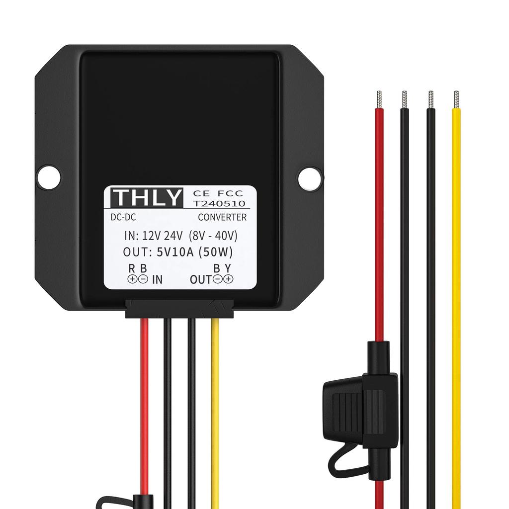 to 50W High IP67 with Fuse 12V to 5V Converter for and LED Devices DC-DC Converter, Step-Down, 8-40V 5V, 10A, DC/DC Converter, 5V, Current,