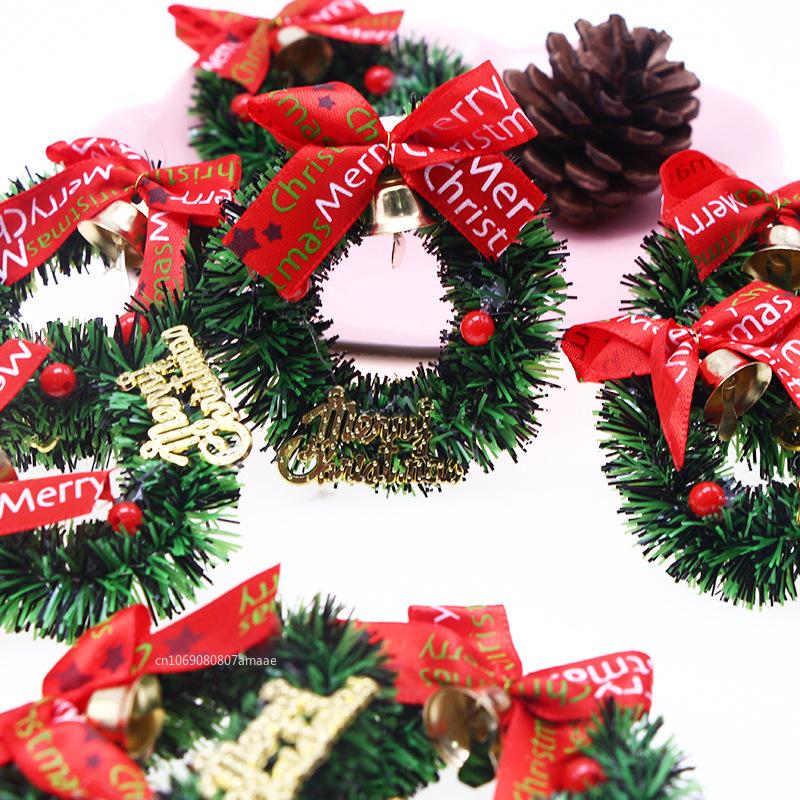 6.5cm Christmas Wreath Tree Wreaths Hanging Decorations Dollhouse Miniature Garland Simulated Furniture Ornament