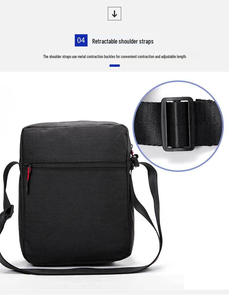 Men's Black Oxford Cloth Waterproof Crossbody Shoulder Bag - Large Capacity, Minimalist Design for Casual Travel