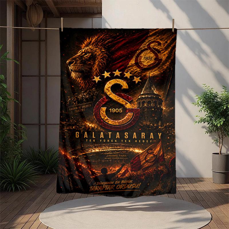 Galatasaray Flannel Blanket Soft Warm All-Season Throw, Design for Camping, Car Travel, Hiking Sofa, Bed, Office Perfect Gift for Parties