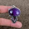 Sage Amethyst, Amethyst Gemstone 925 Sterling Silver Jewelry Pendant 2.05" KKG-340
