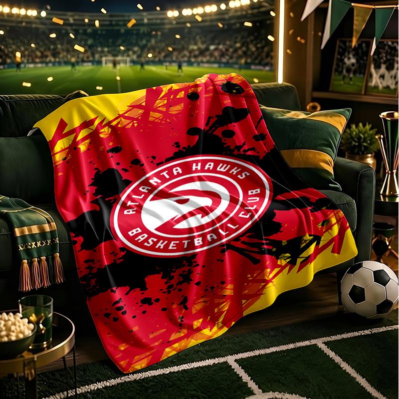 Hawks Basketball Throws Blanket Flannel Blankets Plush for Couch Bed Gifts for Men Women Travel picnic blanket Christmas fan gifts