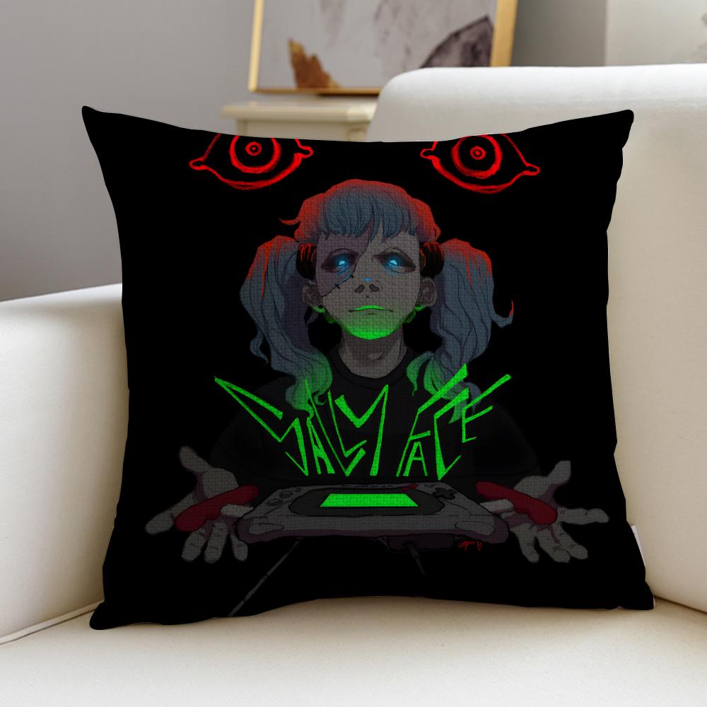 Mysterious SSally FaceS Cushion Cover Breathable and skinfriendly linen pillowcase square removable and washable cushion