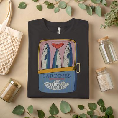 Funny Sardines T-Shirt – Retro Canned Fish Graphic Tee A114