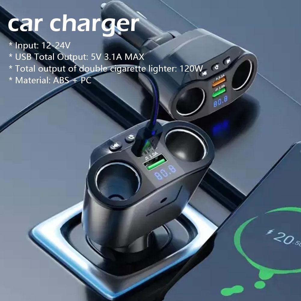 3.1A Dual USB Fast Car Charger Wireless Bluetooth FM Modulator Transmitter Car MP3 Cigarette 12/24V Radio Player Socket Ada H5K7