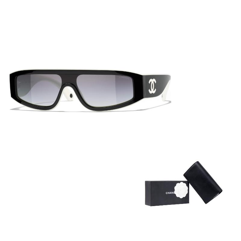 Chanel Unregelmäßige Rahmen Acetate Sonnenbrille Unisex Sonnenbrille Schwarz CH6057-1656/S6