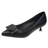 fashion Women Low Heel Shoes Soft Pu Leather Shallow Pointed Toe Comfort Mother Pumps Thick Heels Ladies Work Small Casual Leather Shoes