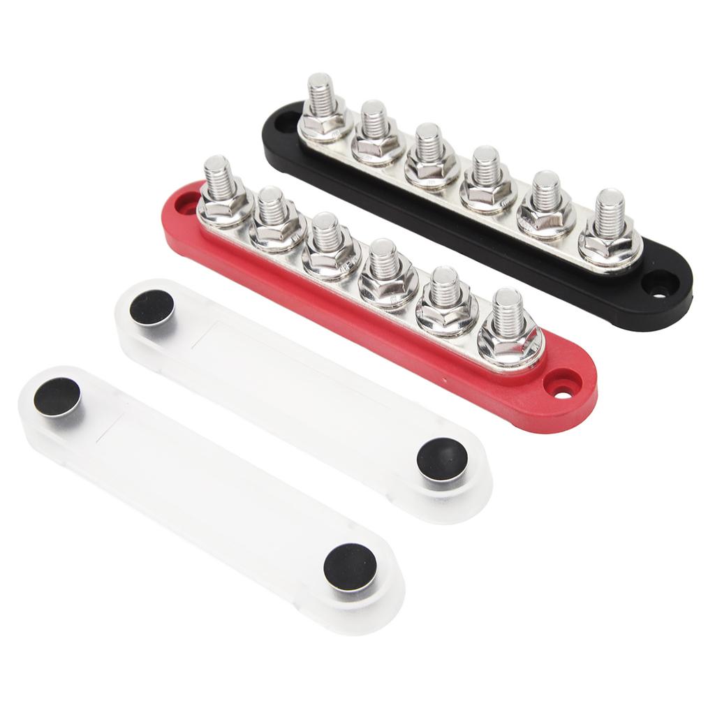 2Pcs Battery Bus Bar 6 X 5/16in M8 150A 6 Channel Power Distribution Block with Cover for Vehicle Solar Systems 12V‑48V