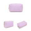 Portable Makeup Brush Tool Storage Bag with Zippered Corduroy Solid Color Cosmetic Bag Large Capacity Zippered Purse