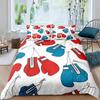 Boxing Bedding Set Red Boxing Gloves Pattern Comforter Cover Sports Theme Duvet Cover Room Pugilism Games Bedding Collection