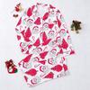 Women's Christmas Printed Pajama with Lapel Collar and Open-Front Design for Holiday Lounging