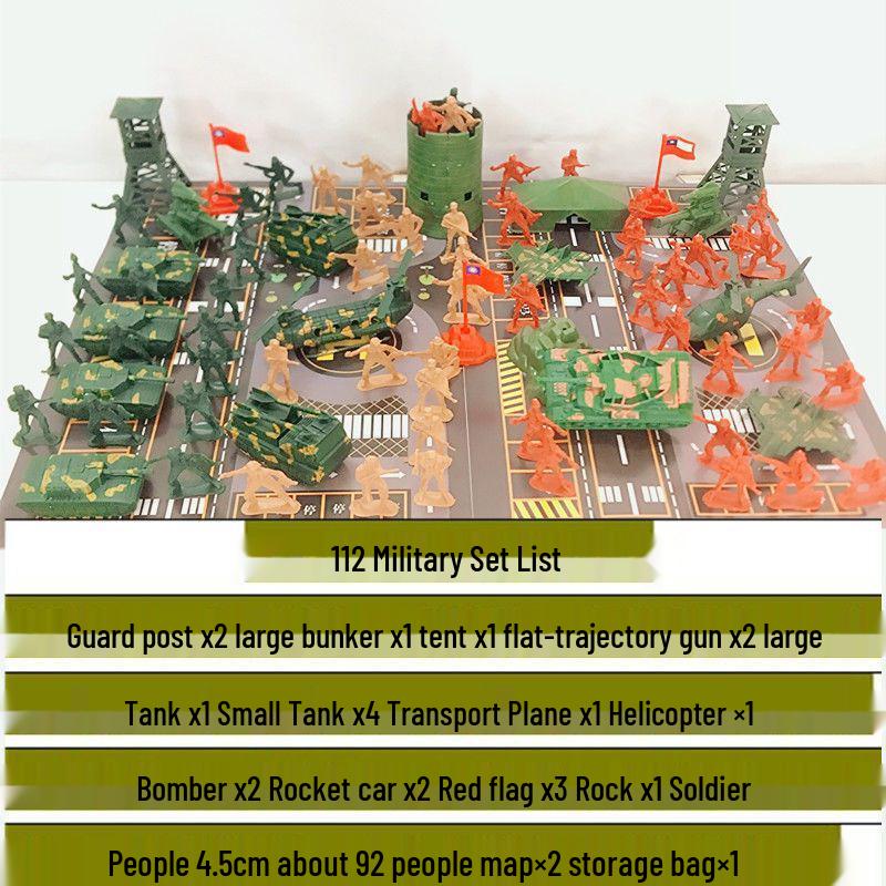 80s Nostalgic Toy Soldiers Sandbox Set: WWII Model Tank Battle for Kids