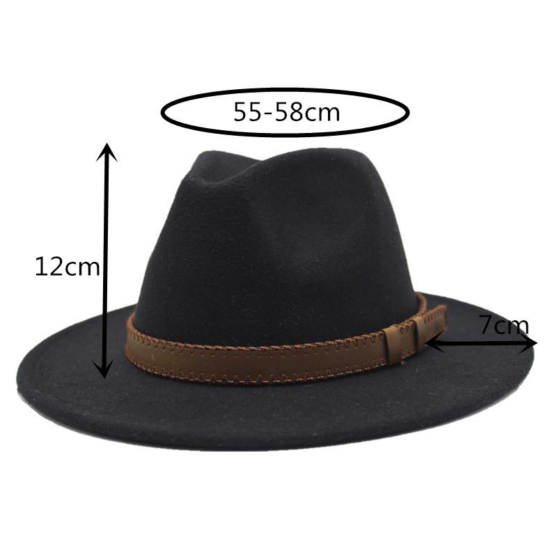 61Cm Large Size Woolen Jazz Hat Top Hat Retro Flat-Brimmed Big Eaves Hat