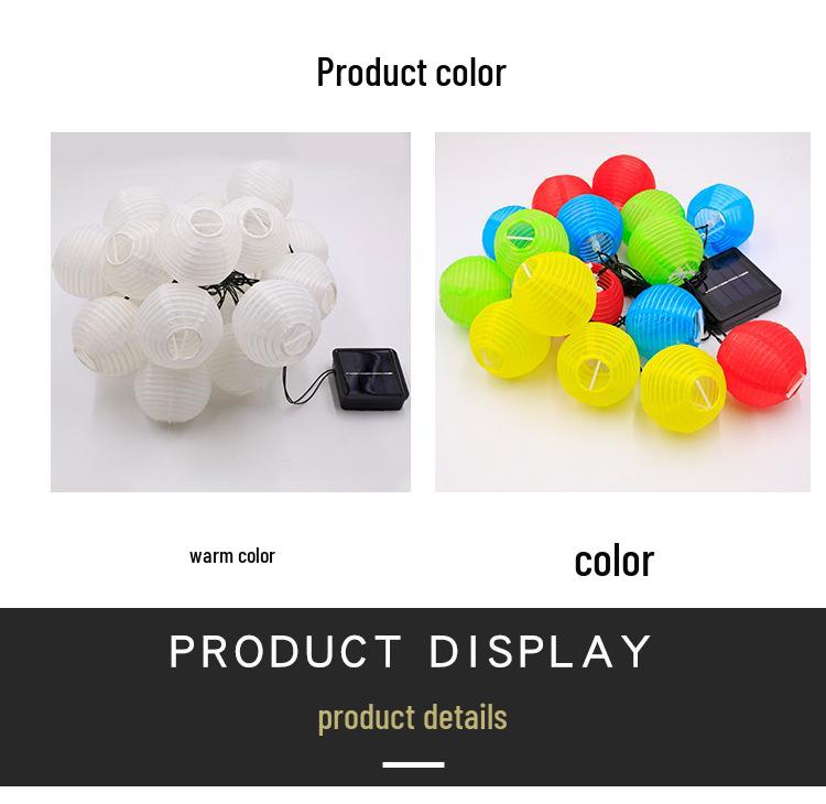 Solar LED Fabric Lantern String Lights - Colorful, Flashing, Starry Sky Decor for Outdoor Courtyard Festivals and Christmas
