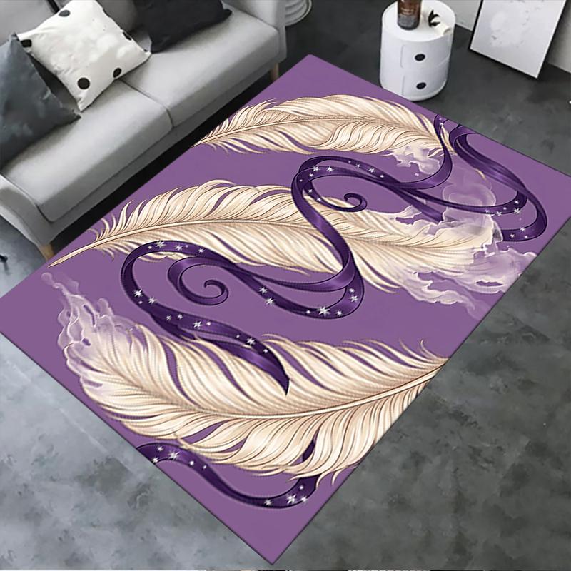 

2025 New Purple feathers Carpet Rug for Living Room Bedroom Home Sofa Decoration,Kids play Non-slip Floor Mat 40x60cm( 15x23in )