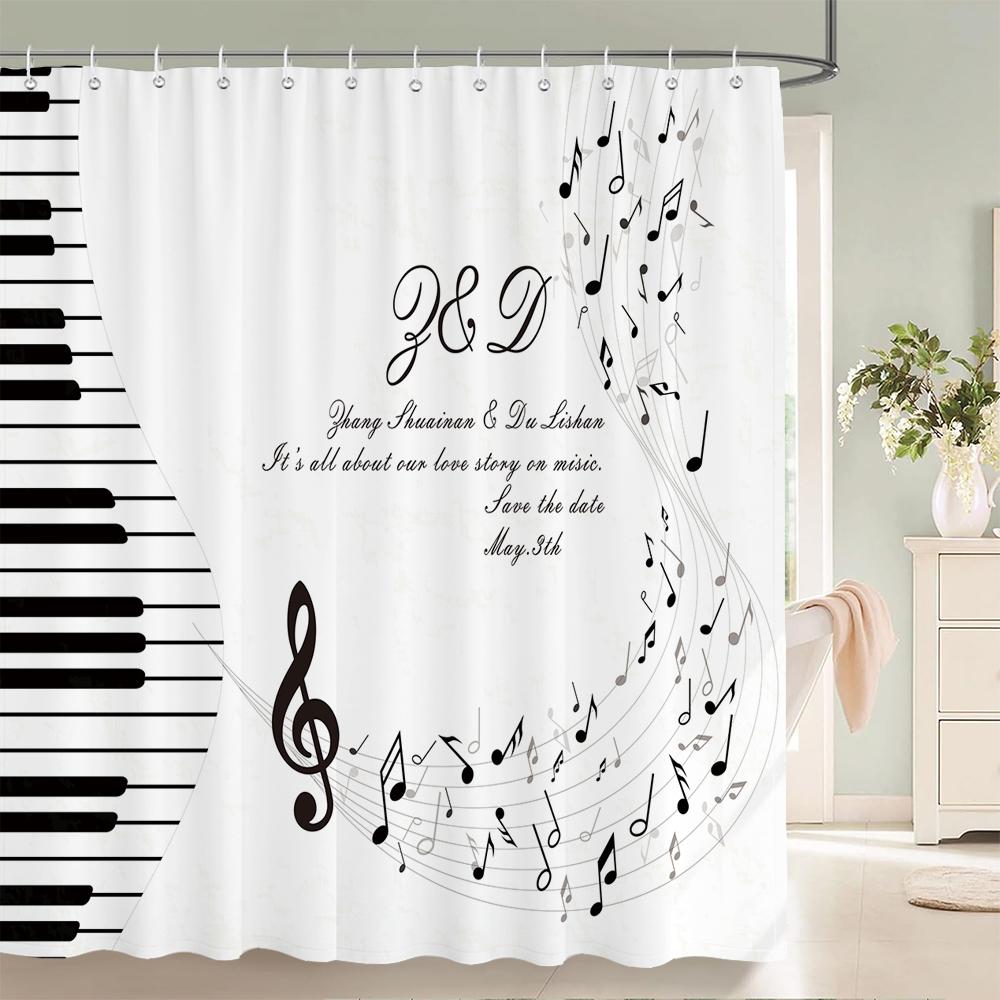 3D Music Rock Style Printed Shower Curtains Bathroom Curtain Frabic Waterproof Polyester Bath Curtain Home Decoration With Hooks