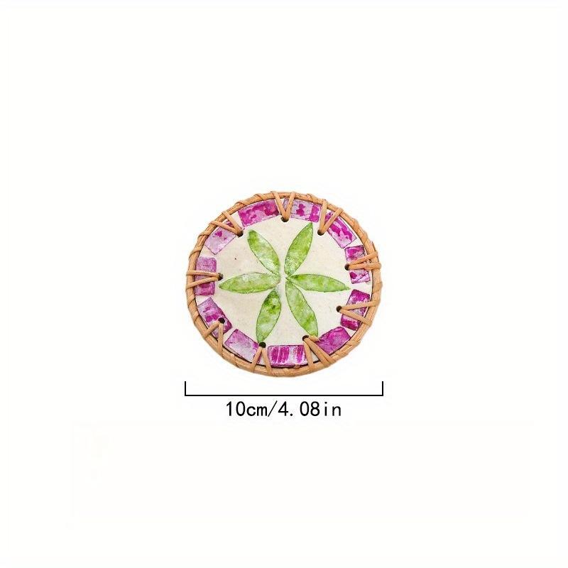 2PC handmade rattan-edged colorful shell coaster natural mother-of-pearl insulation pad light luxury insulation pad shell coaster