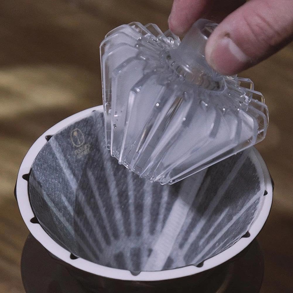 Coffee Filter Paper Assist Tool, V60 Coffee Filter Shape Retainer, Coffee Paper Presser, Compatible with Conical Drippers and Filters, Tritan Resin
