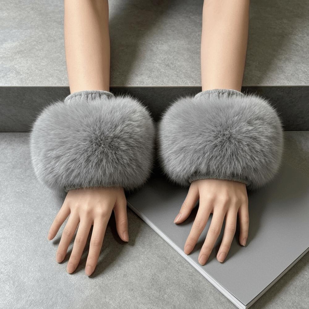 Soft Faux Fur Wrist Cuffs Keep Warm Plush Sleeve Covers Arm Warmer Sleeves Autumn Winter