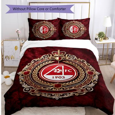Aberdeen FC Printed 3PCS Bedding Set Breathable Duvet Cover with Pillowcases Decorative Bed Linen for Bedroom Home
