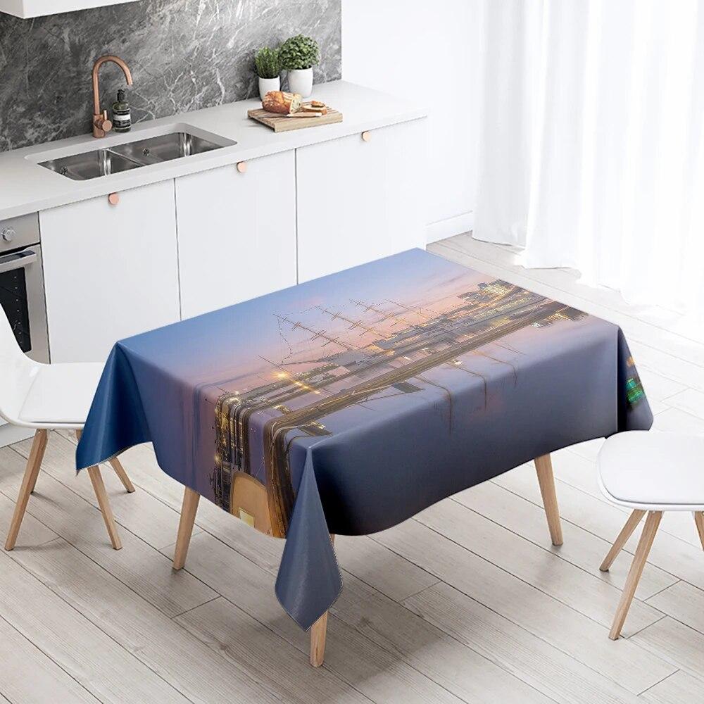 Winter House View Tablecloth Natural  Anti-Stain Waterproof Rectangular  Kitchen Table Home Decor