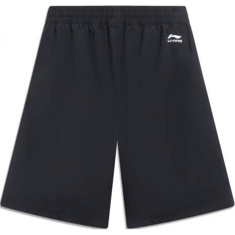 Li Ning Sports Lifestyle Series Letter Splicing Mid Waist Comfortable Breathable Loose Straight Casual Shorts Men Shorts Black AKST013-2