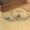 Foxanry Red Green Zircon Snake Cuff Bracelets For Women Couples Vintage Simple Trendy Elegant Personality Birthday Jewelry Gifts
